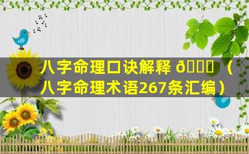 八字命理口诀解释 🐟 （八字命理术语267条汇编）